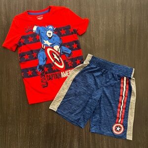 Jumping Bean Captain America Boys Shirt and Shorts Size 7